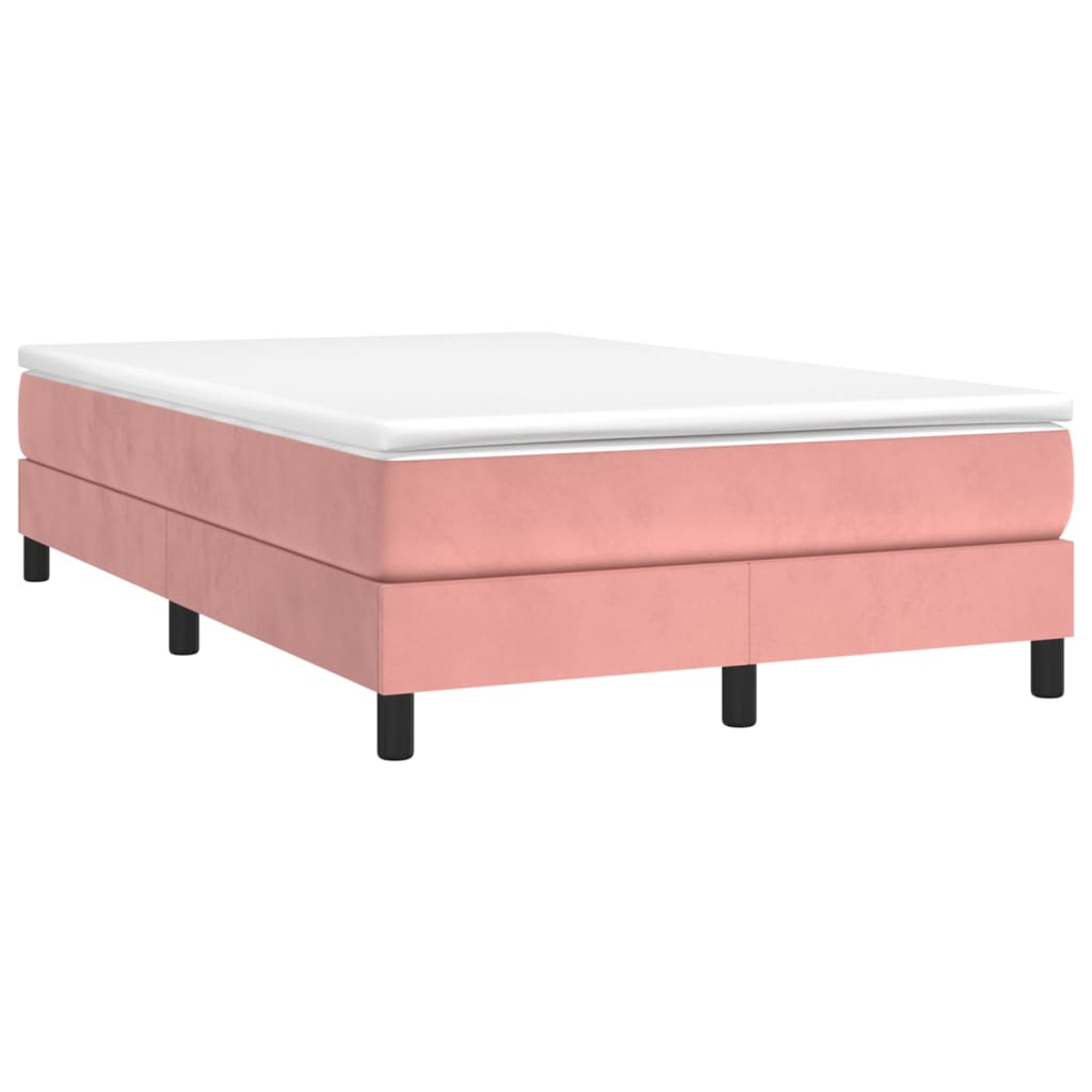 Slatted bed base with pink mattress 120x190 cm velvet