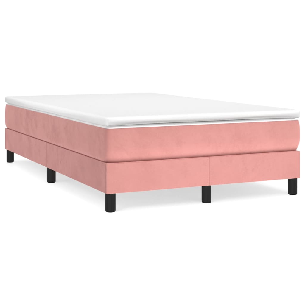 Slatted bed base with pink mattress 120x190 cm velvet