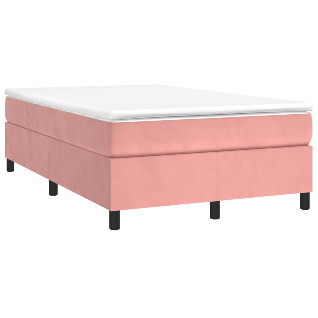 Slatted bed base with pink mattress 120x190 cm velvet