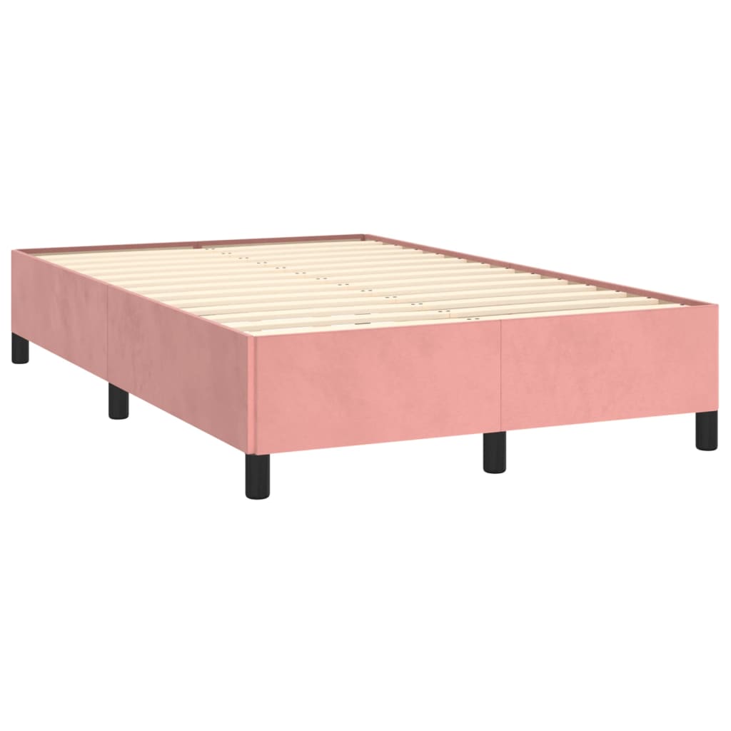 Slatted bed base with pink mattress 120x190 cm velvet