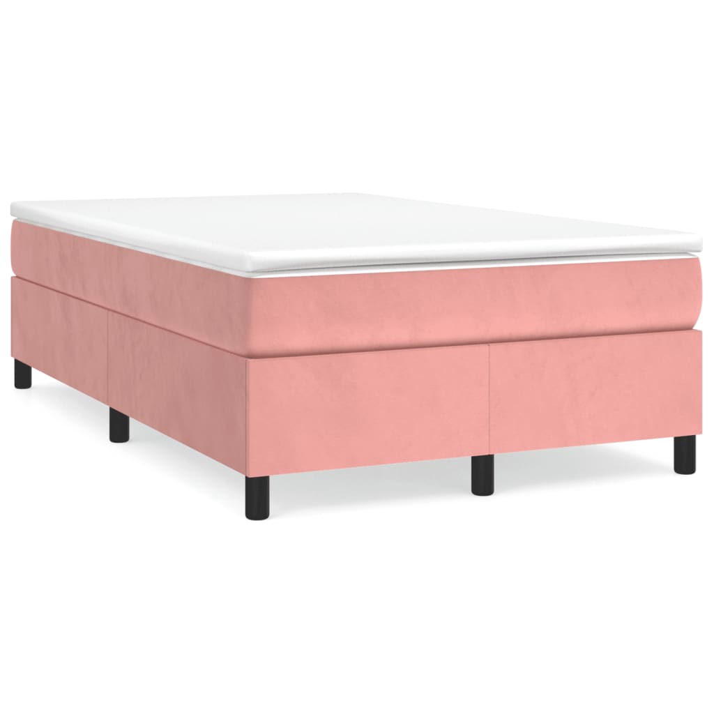 Slatted bed base with pink mattress 120x190 cm velvet