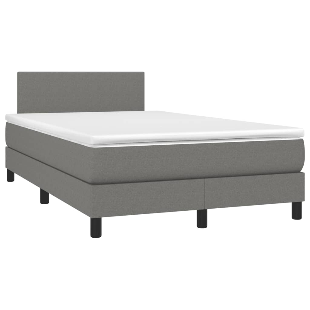 Sommier à lattes de lit avec matelas gris foncé 120x190cm tissu