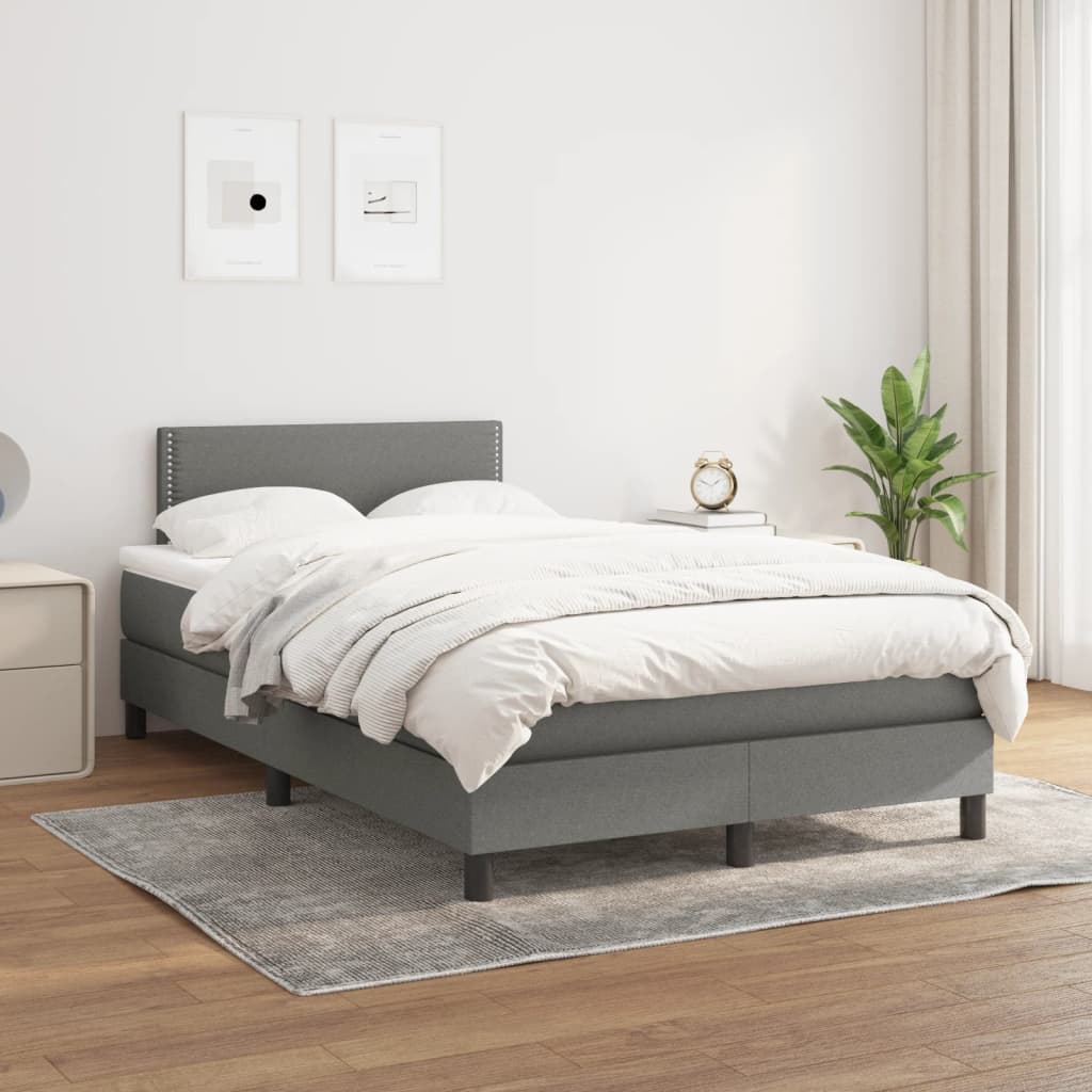 Sommier à lattes de lit avec matelas gris foncé 120x190cm tissu