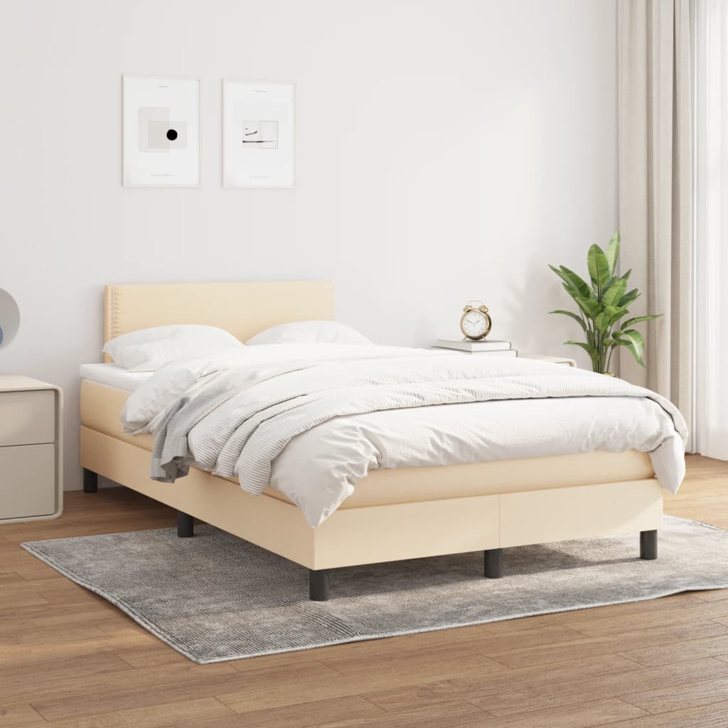 Sommier à lattes de lit avec matelas crème 120x190 cm tissu