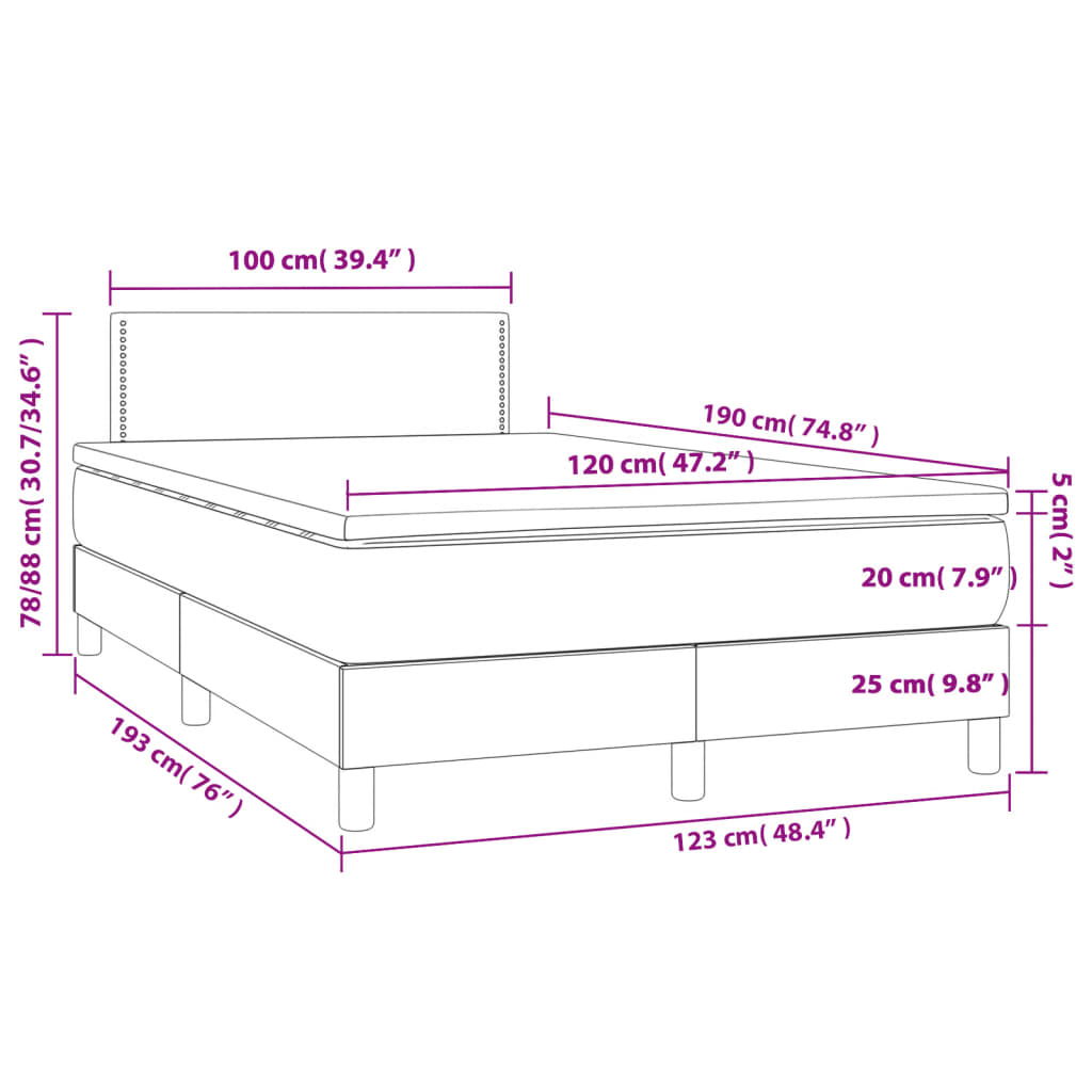 Sommier à lattes de lit avec matelas crème 120x190 cm tissu