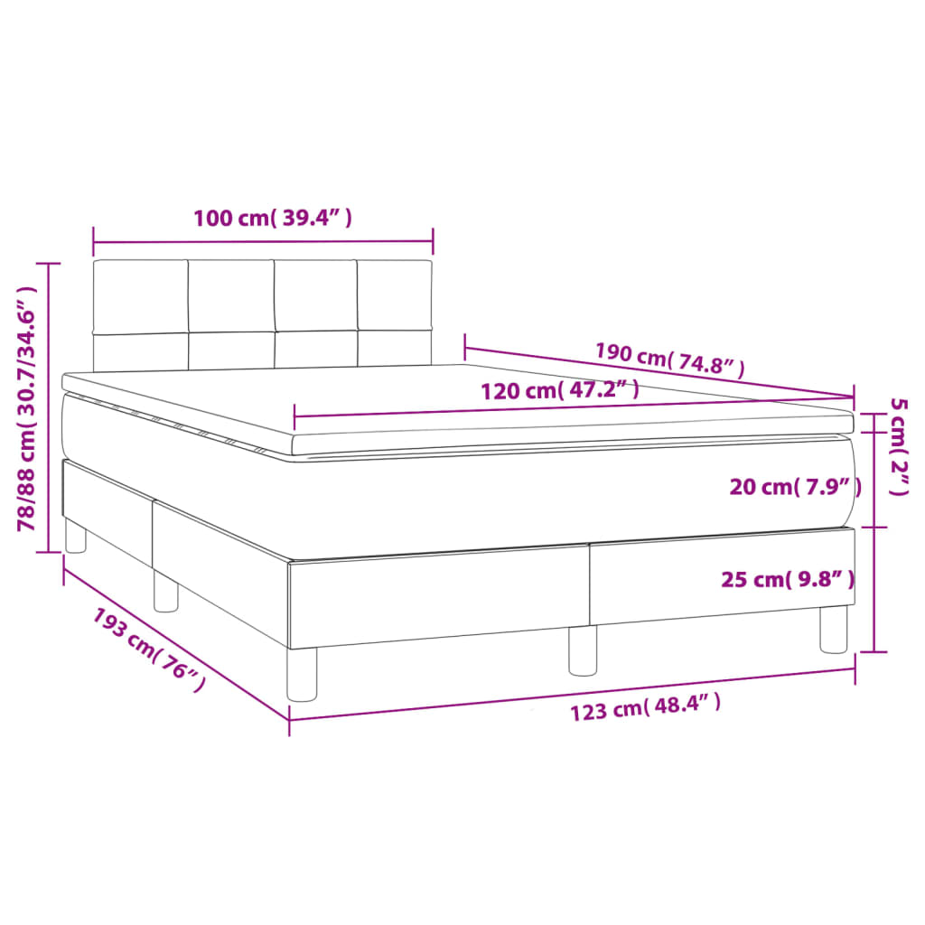 Sommier à lattes de lit avec matelas noir 120x190 cm tissu