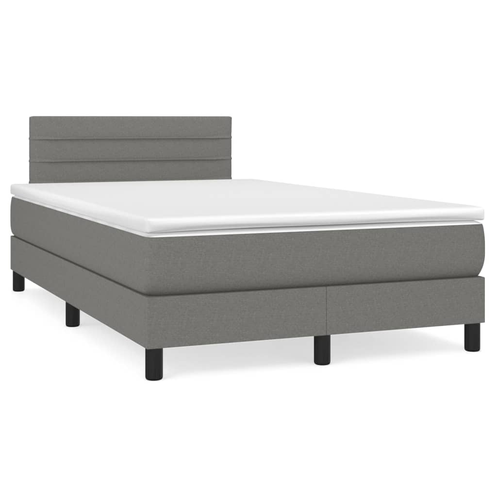 Sommier à lattes de lit avec matelas gris foncé 120x190cm tissu