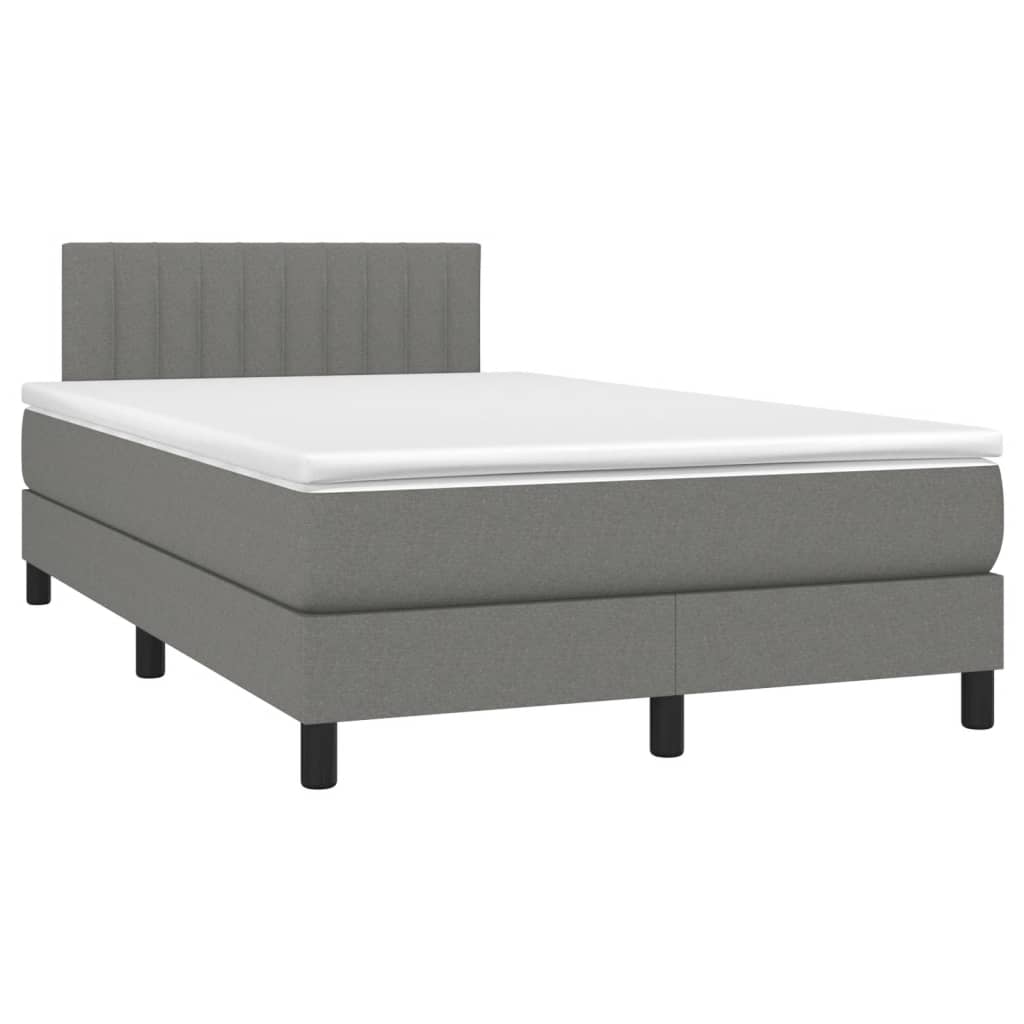 Sommier à lattes de lit avec matelas gris foncé 120x190cm tissu