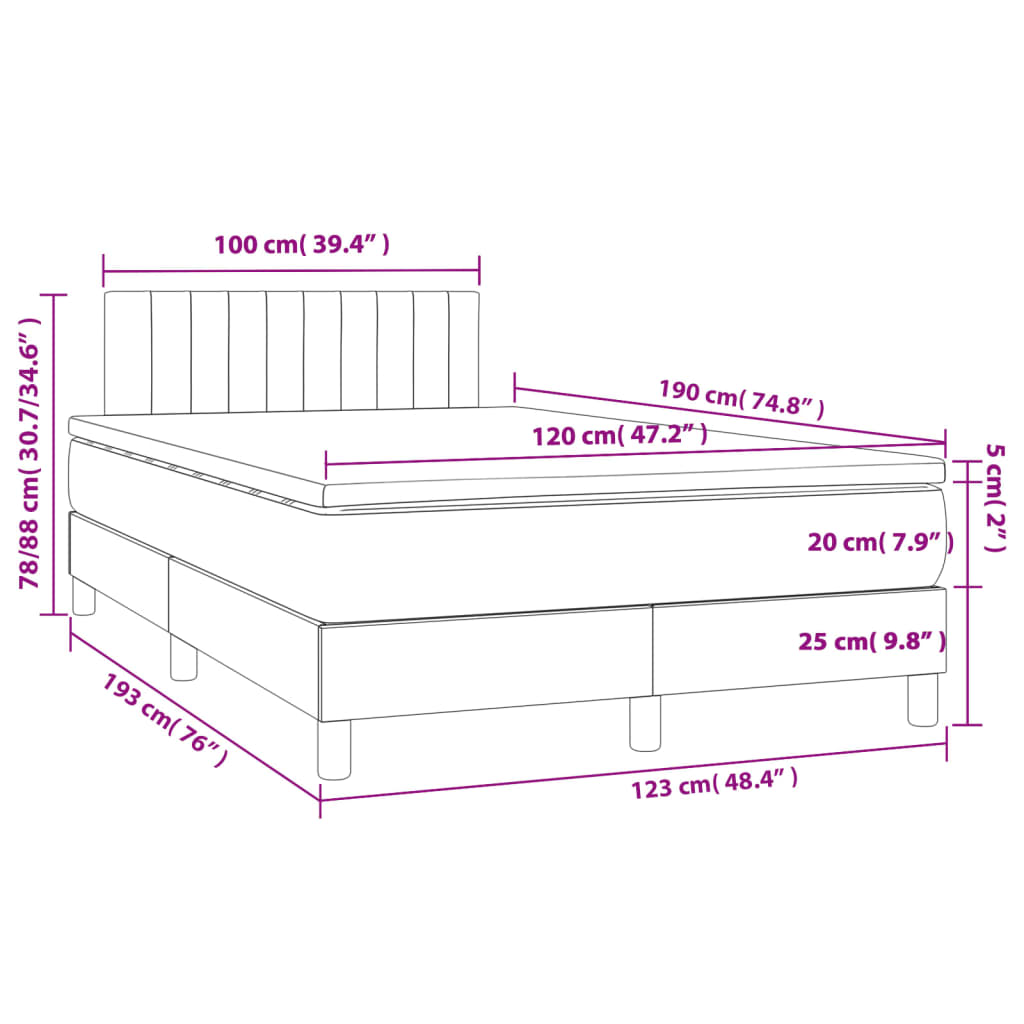 Sommier à lattes de lit avec matelas gris foncé 120x190cm tissu