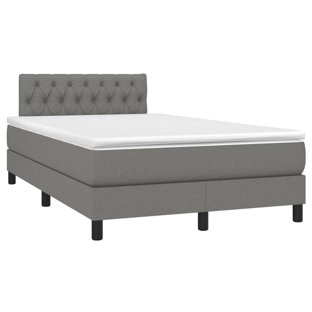 Sommier à lattes de lit avec matelas gris foncé 120x190cm tissu