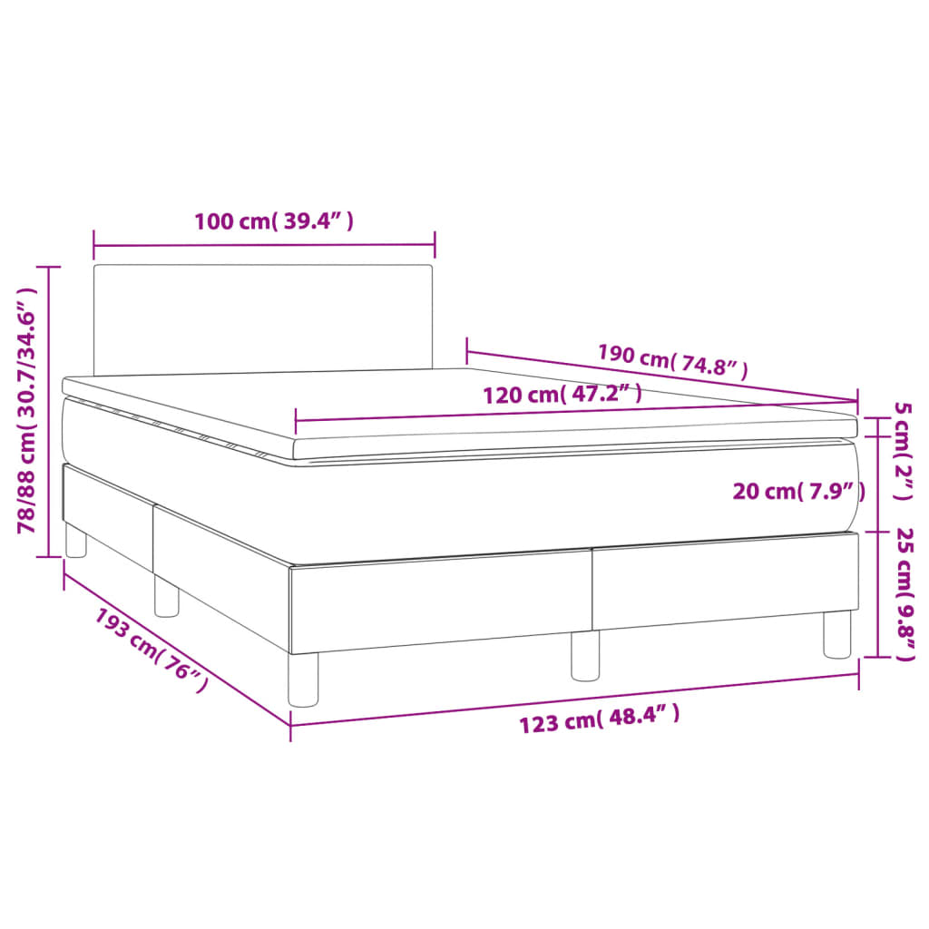 Sommier à lattes de lit avec matelas gris foncé 120x190cm tissu