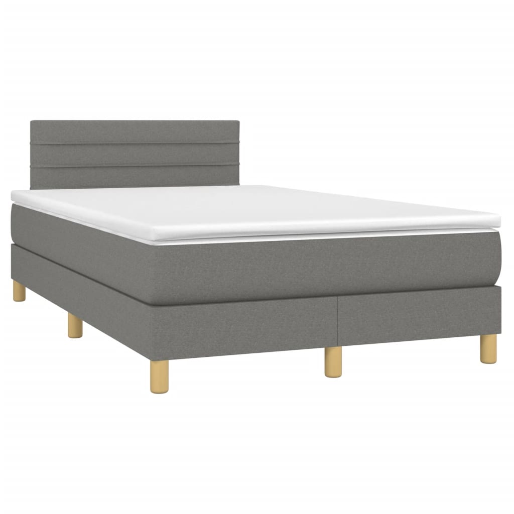 Sommier à lattes de lit avec matelas gris foncé 120x190cm tissu