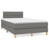 Sommier à lattes de lit avec matelas gris foncé 120x190cm tissu