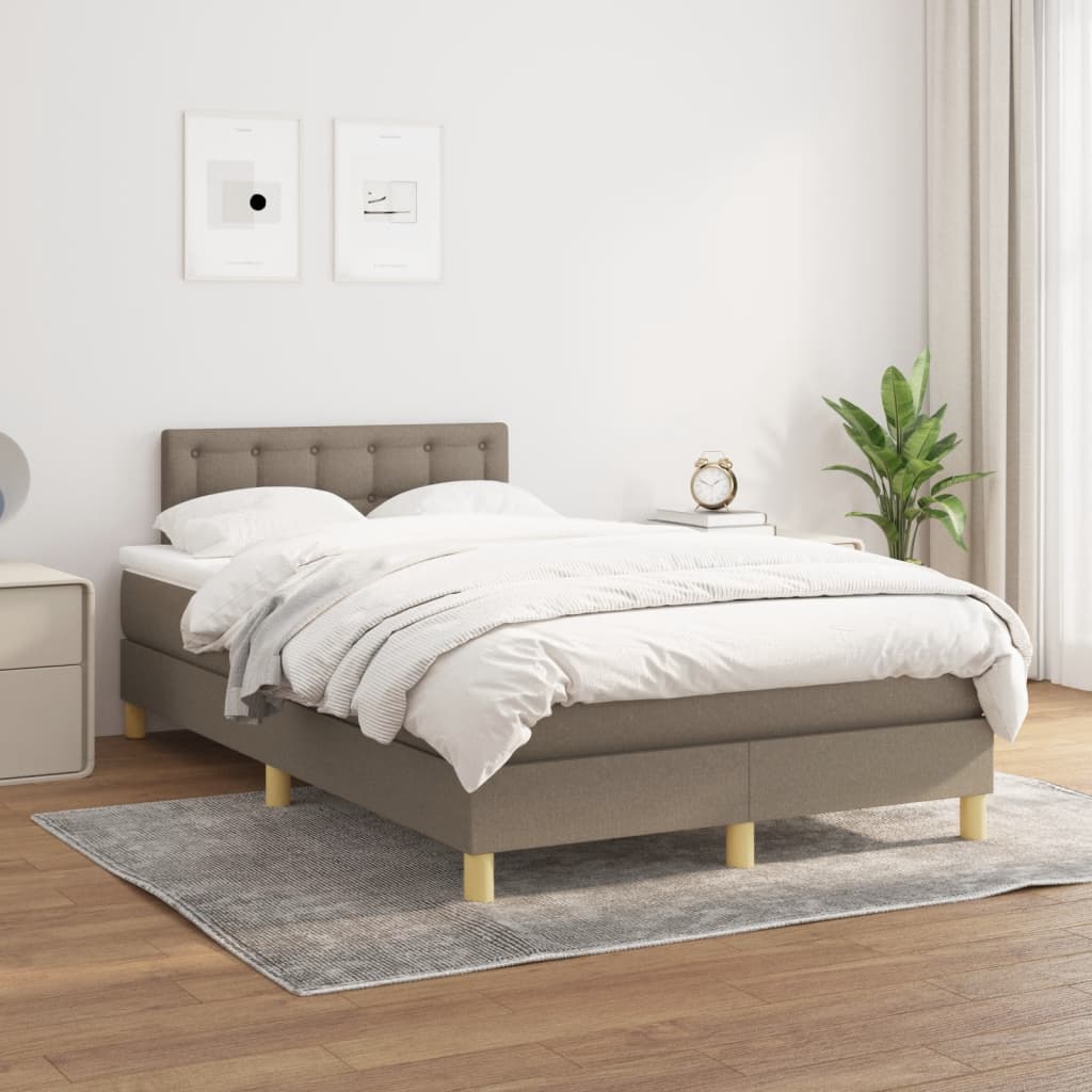 Sommier à lattes de lit avec matelas taupe 120x190 cm tissu