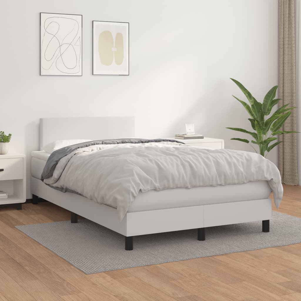 Slatted bed base with white mattress 120x190cm imitation leather