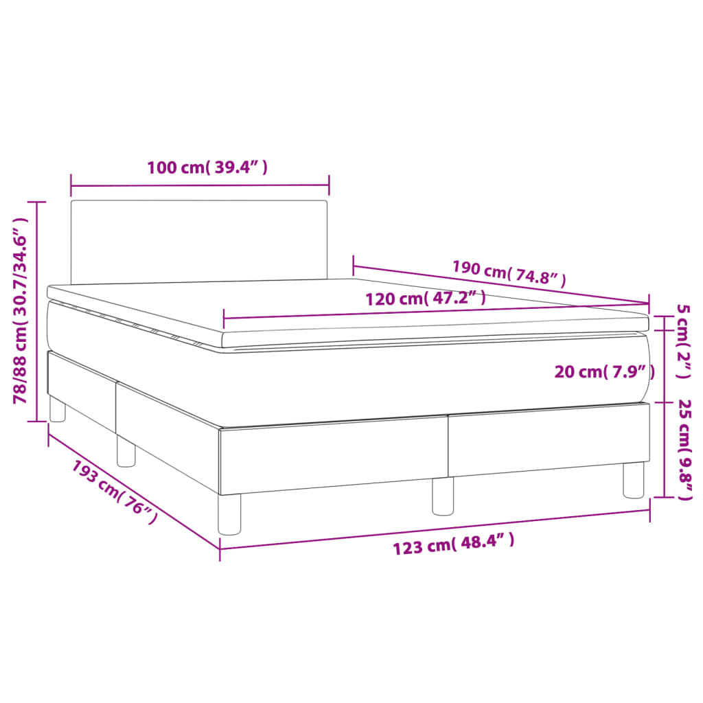 Slatted bed base with white mattress 120x190cm imitation leather