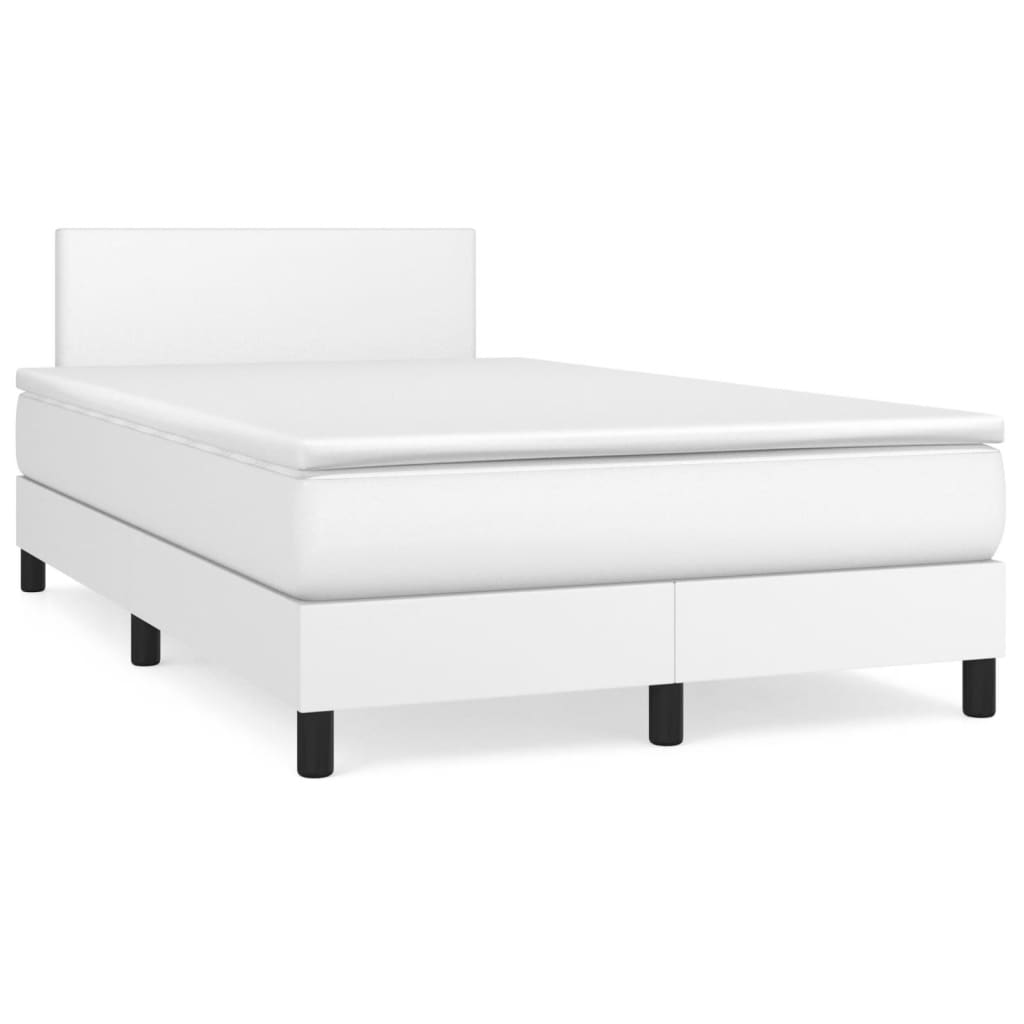 Slatted bed base with white mattress 120x190cm imitation leather