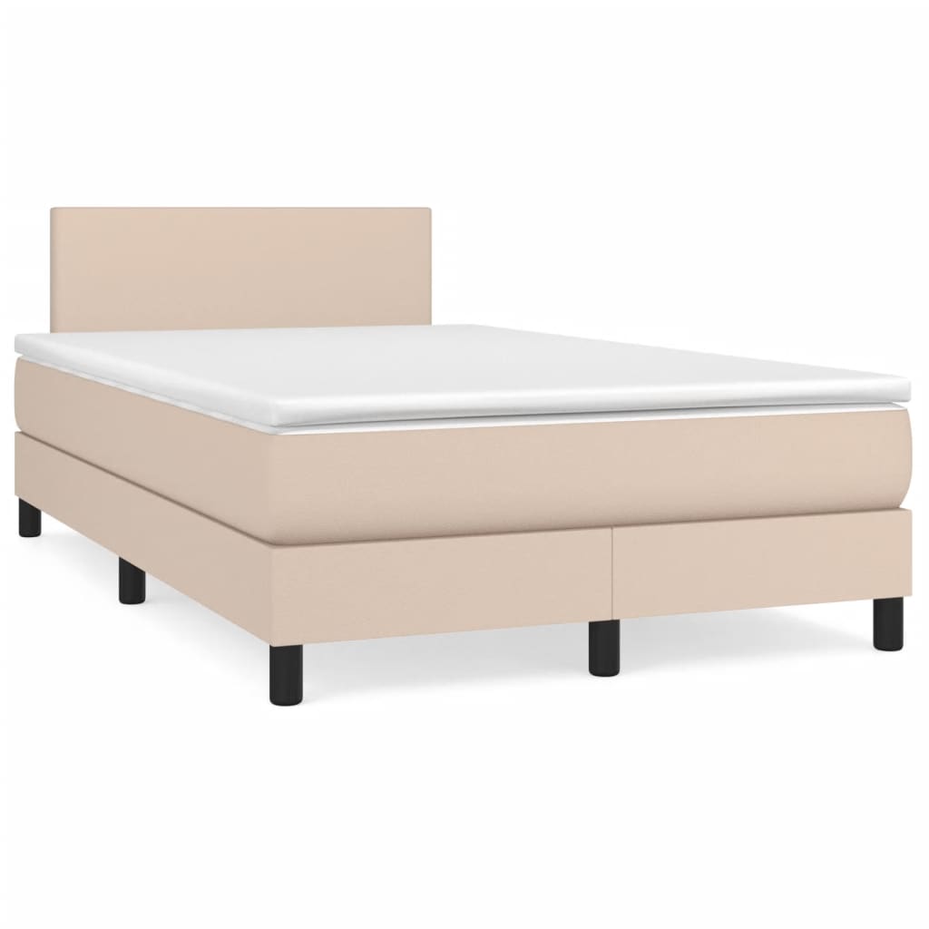 Bed slatted base with cappuccino mattress 120x190cm imitation leather