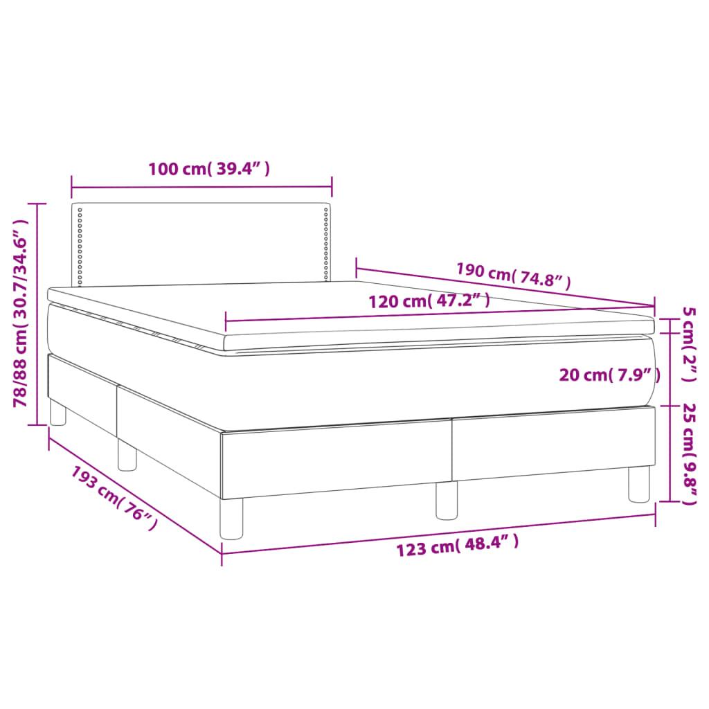 Sommier à lattes de lit matelas cappuccino 120x190cm similicuir