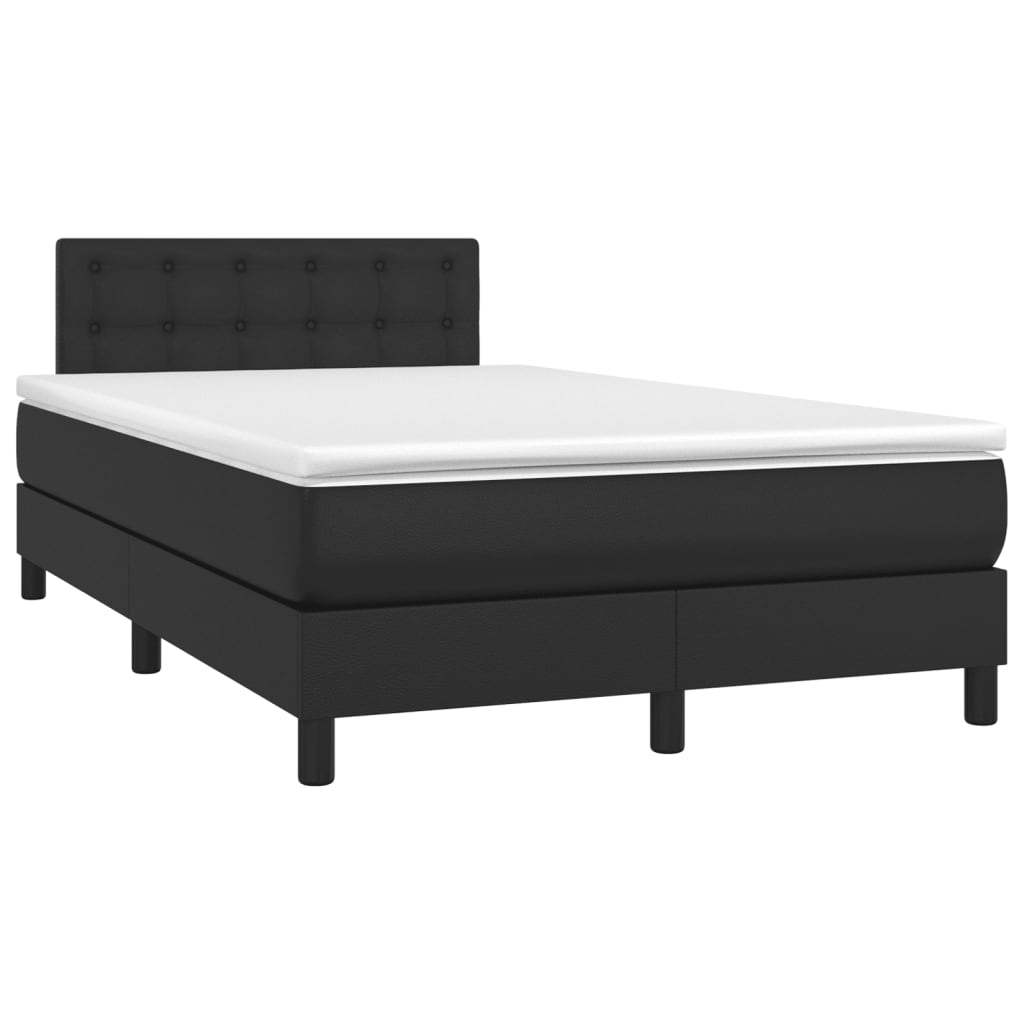 Slatted bed base with black mattress 120x190 cm imitation leather