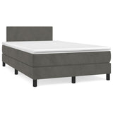 Dark grey slatted bed base and mattress 120x190cm velvet