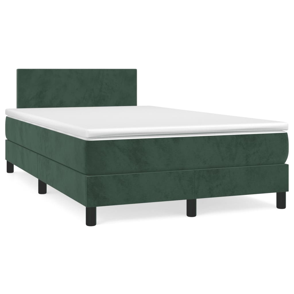 Slatted bed base with dark green mattress 120x190 cm