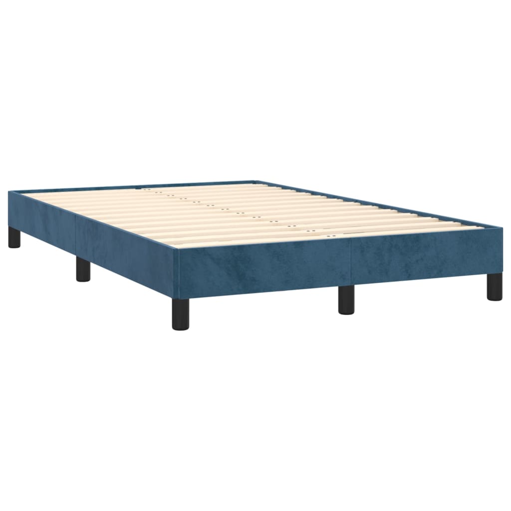 Dark blue slatted bed base and mattress 120x190cm velvet