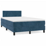 Dark blue slatted bed base and mattress 120x190cm velvet