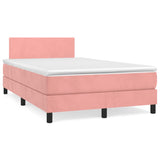 Slatted bed base with pink mattress 120x190 cm velvet