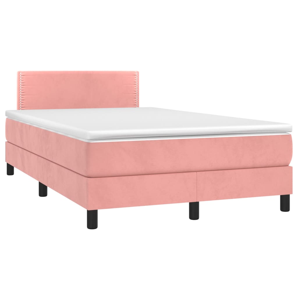 Slatted bed base with pink mattress 120x190 cm velvet