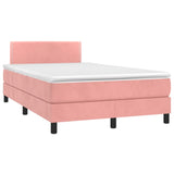 Slatted bed base with pink mattress 120x190 cm velvet