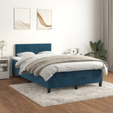 Dark blue slatted bed base and mattress 120x190cm velvet