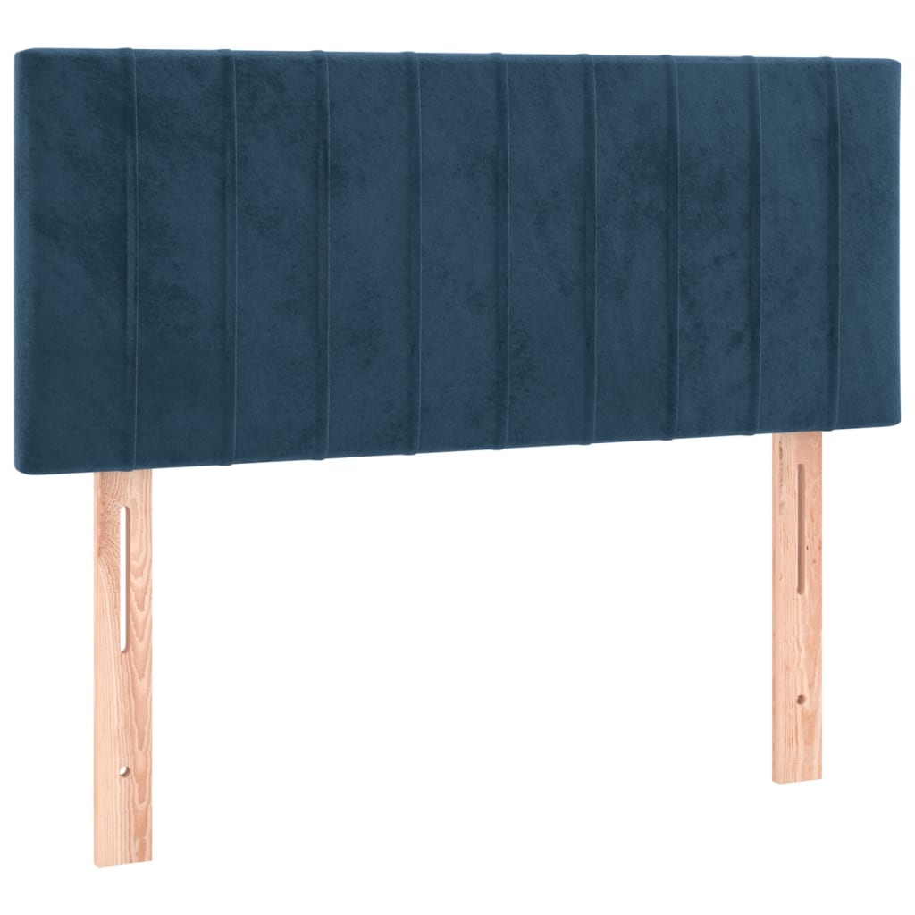 Dark blue slatted bed base and mattress 120x190cm velvet