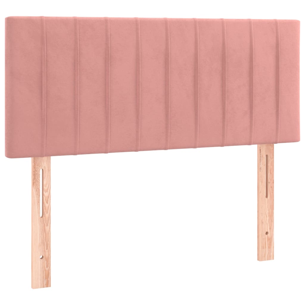 Slatted bed base with pink mattress 120x190 cm velvet