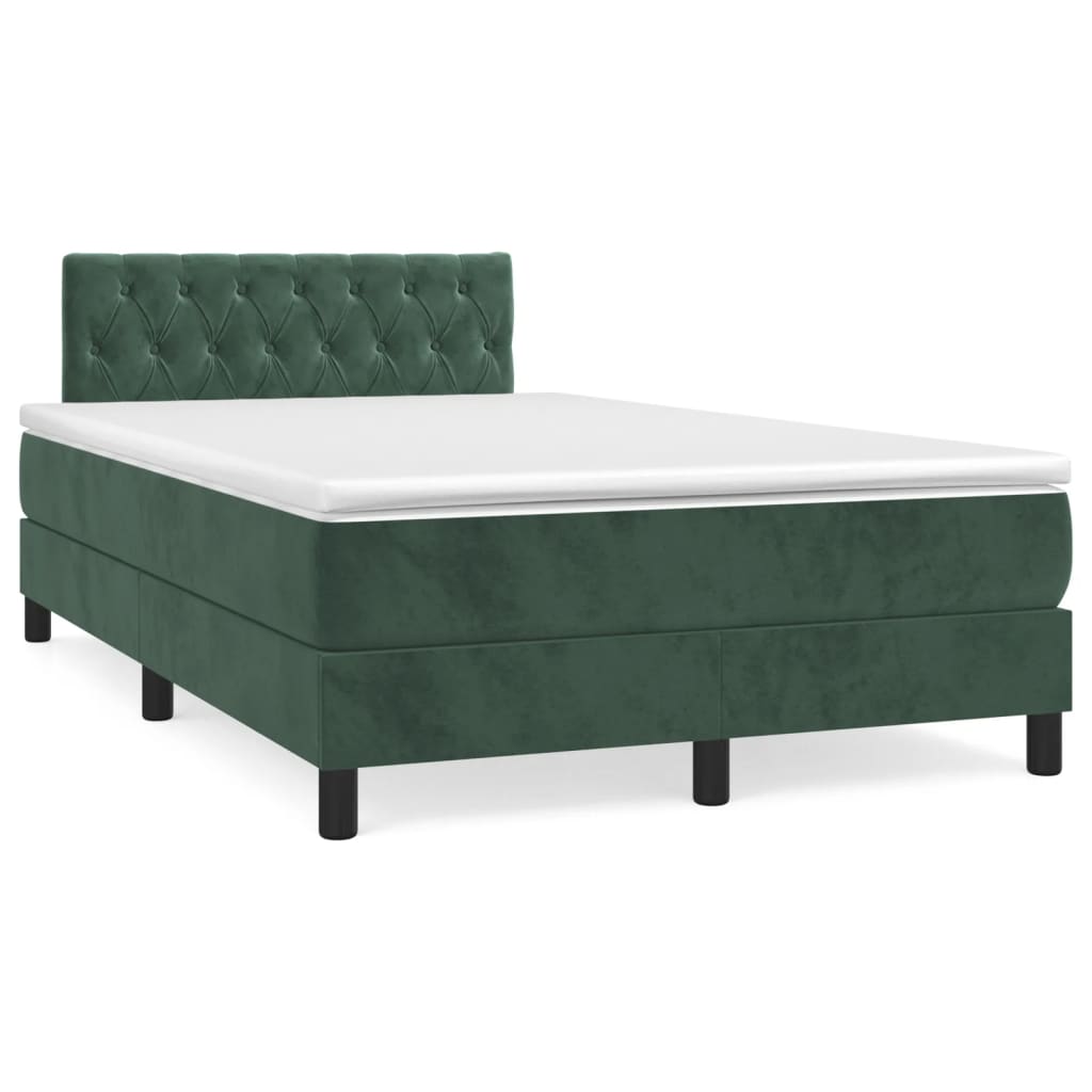 Slatted bed base with dark green mattress 120x190 cm