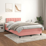 Slatted bed base with pink mattress 120x190 cm velvet