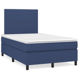 Slatted bed base with blue mattress 120x190 cm fabric