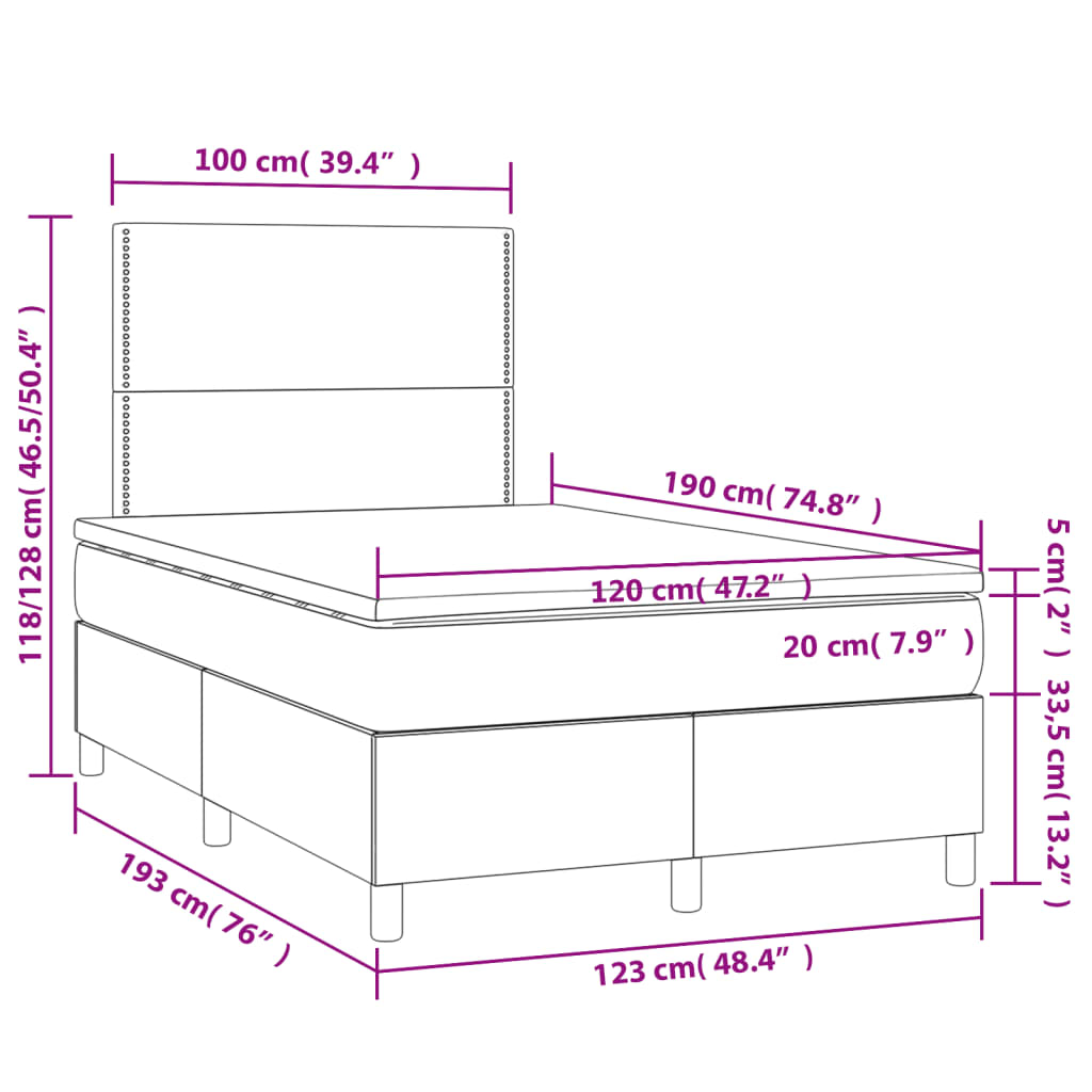 Sommier à lattes de lit avec matelas taupe 120x190 cm tissu