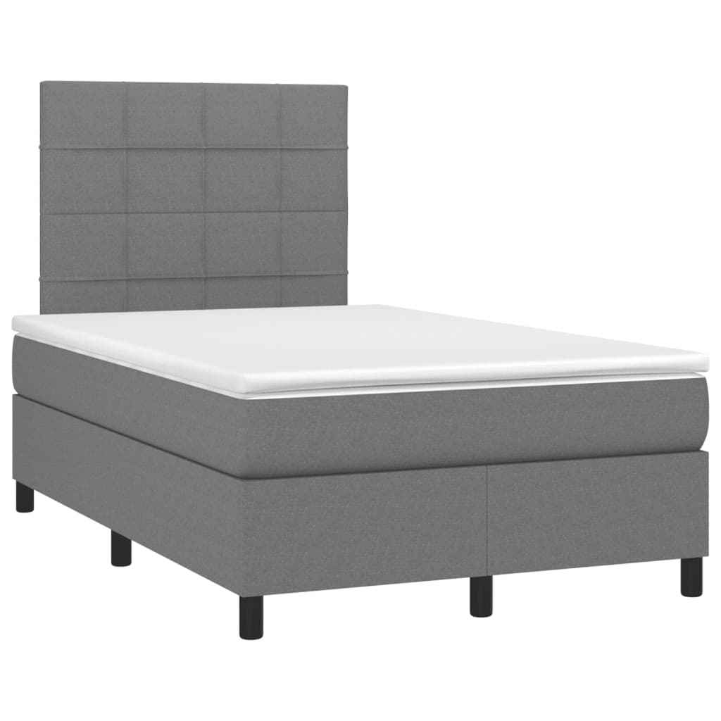 Slatted bed base with dark gray mattress 120x190cm fabric