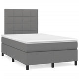 Slatted bed base with dark gray mattress 120x190cm fabric