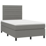 Slatted bed base with dark gray mattress 120x190cm fabric