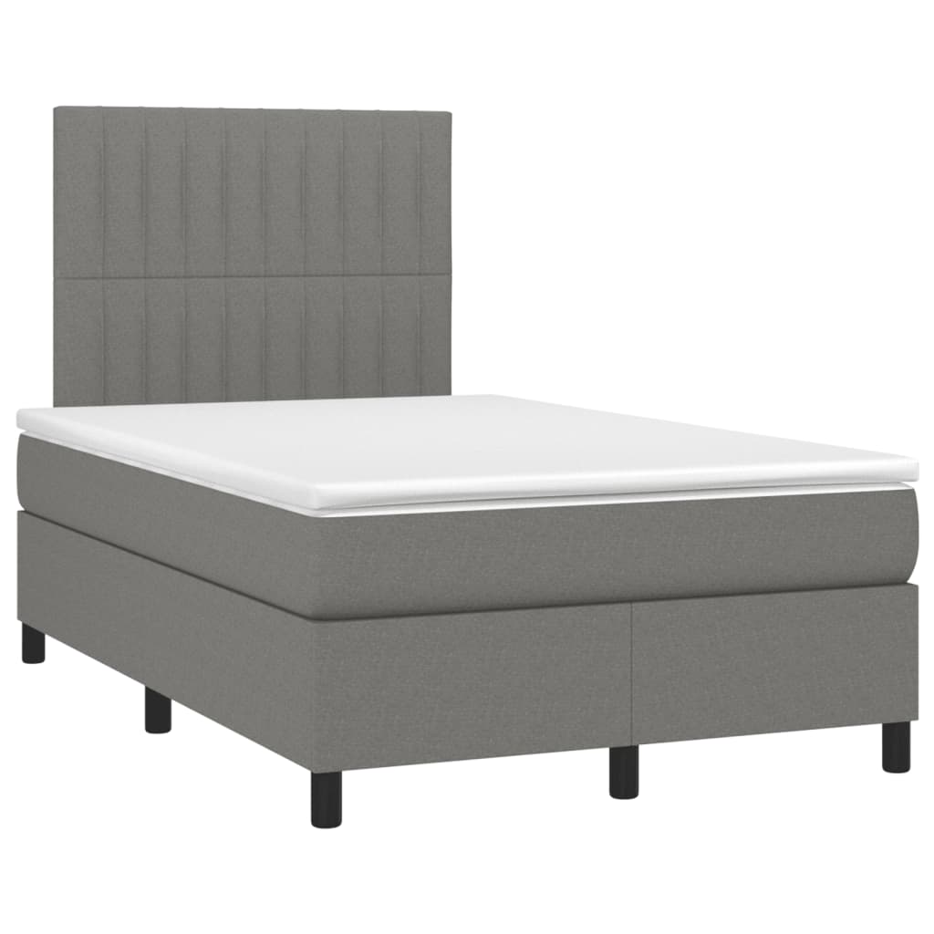 Sommier à lattes de lit avec matelas gris foncé 120x190cm tissu