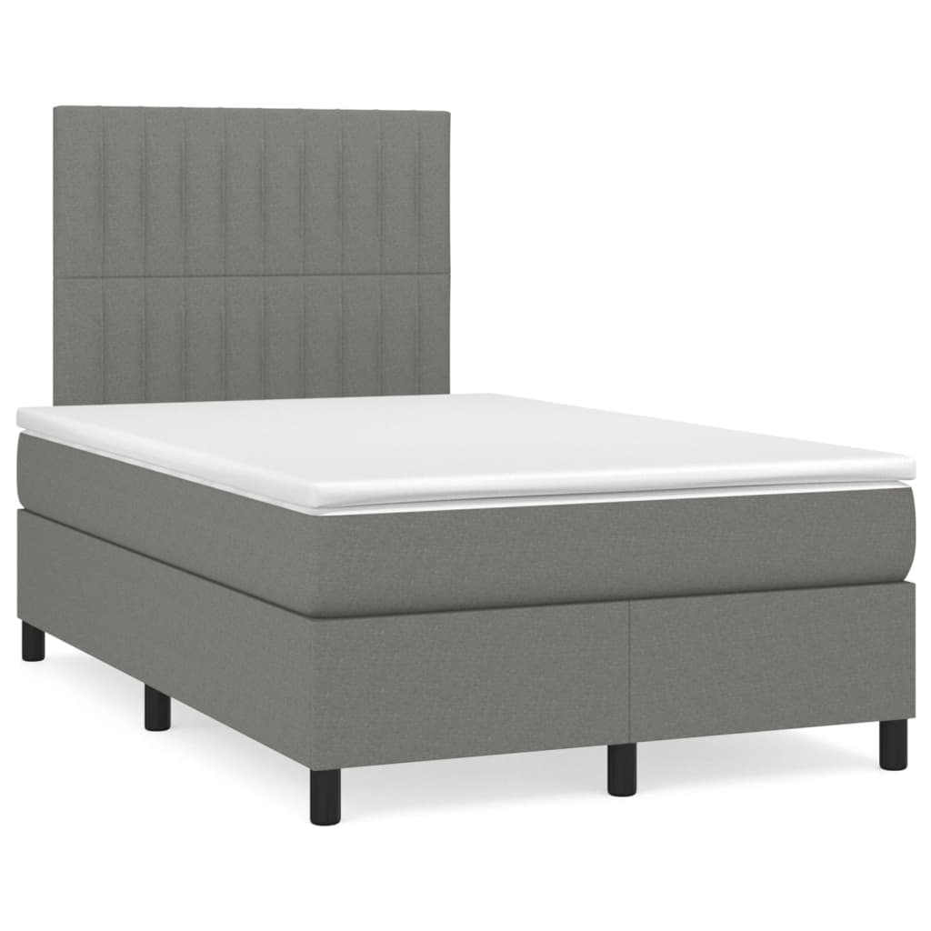 Sommier à lattes de lit avec matelas gris foncé 120x190cm tissu