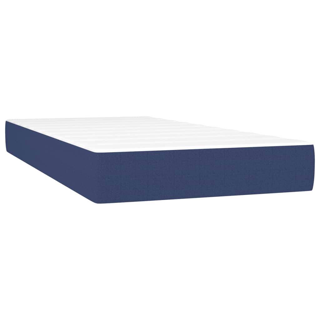 Slatted bed base with blue mattress 120x190 cm fabric