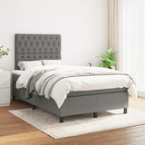 Slatted bed base with dark gray mattress 120x190cm fabric