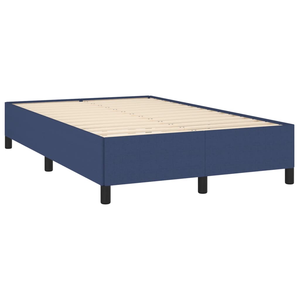 Slatted bed base with blue mattress 120x190 cm fabric