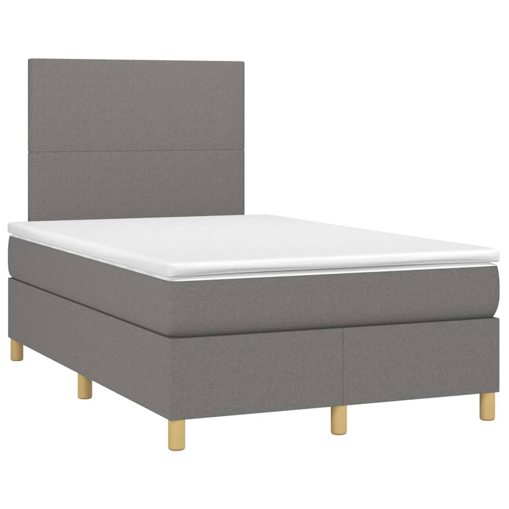 Sommier à lattes de lit avec matelas gris foncé 120x190cm tissu