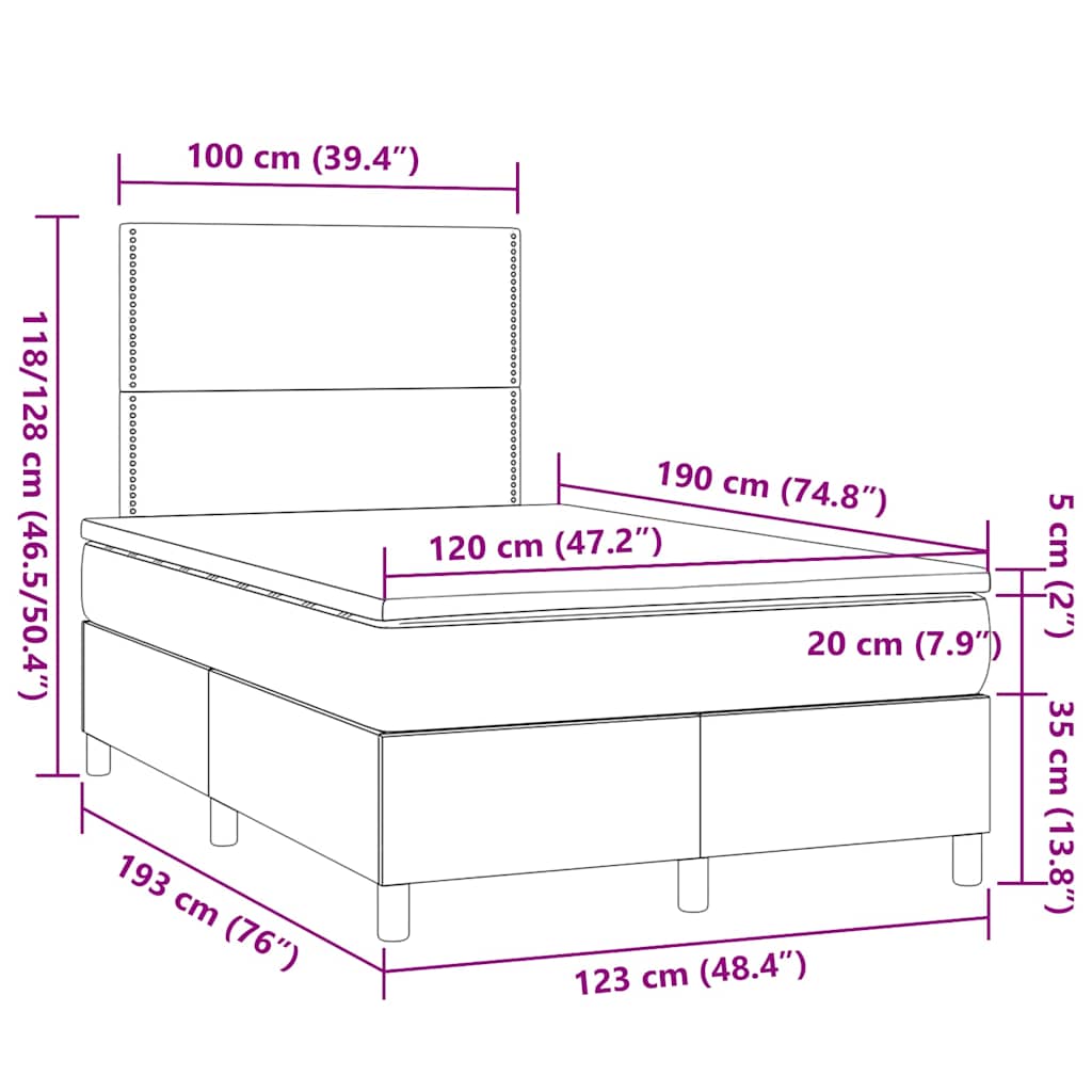 Sommier à lattes de lit et matelas gris clair 120x190 cm tissu