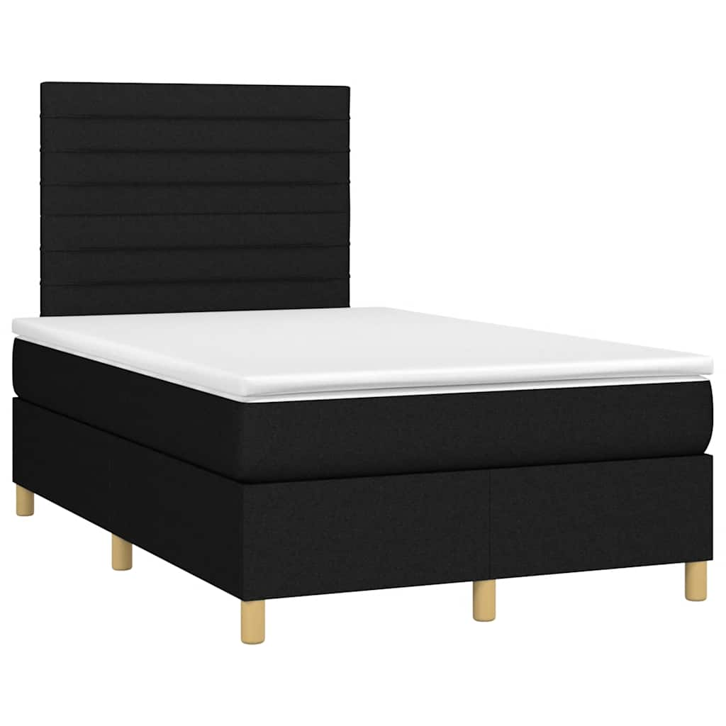 Sommier à lattes de lit avec matelas noir 120x190 cm tissu