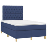 Slatted bed base with blue mattress 120x190 cm fabric